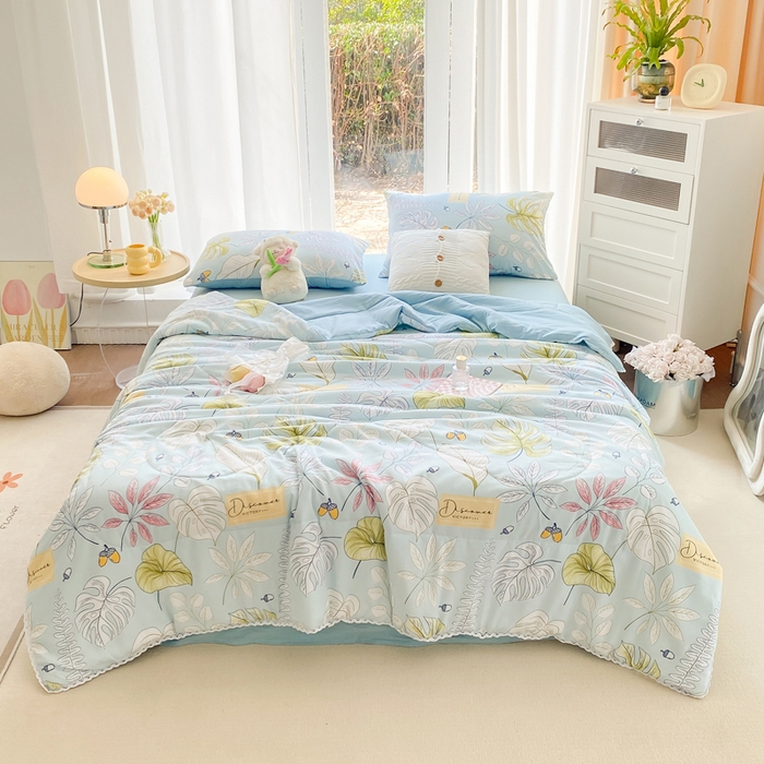 91家纺网 家纺一手货源 找家纺 穆琪 2025新款小花边印花夏被小清新夏凉被 盛夏