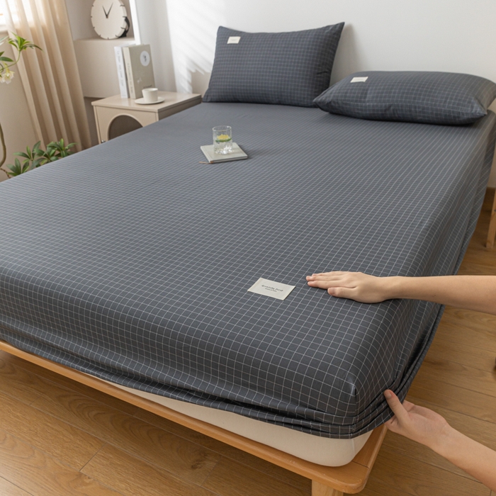 91家纺网 家纺一手货源 找家纺 梵克保罗 2025新款亲肤舒适全棉印花系列床笠 小黑格