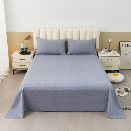 91家纺网 家纺一手货源 找家纺 2025新款老粗布床单老粗布凉席系列-凉席 浅灰