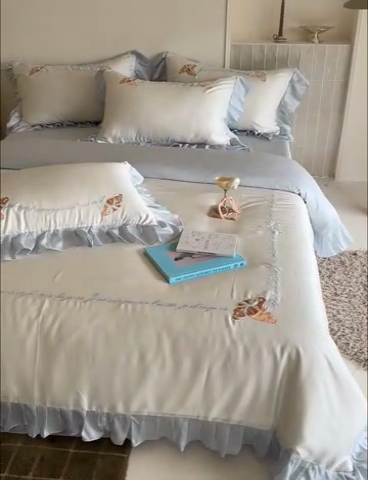 91家纺网 家纺一手货源 找家纺 （总）简纯主义 2025新款兰精天丝刺绣四件套