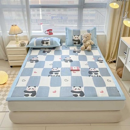 鑫琪莱家纺 2025新款数码印花加密冰藤凉席三件套 床席款-棋趣熊猫