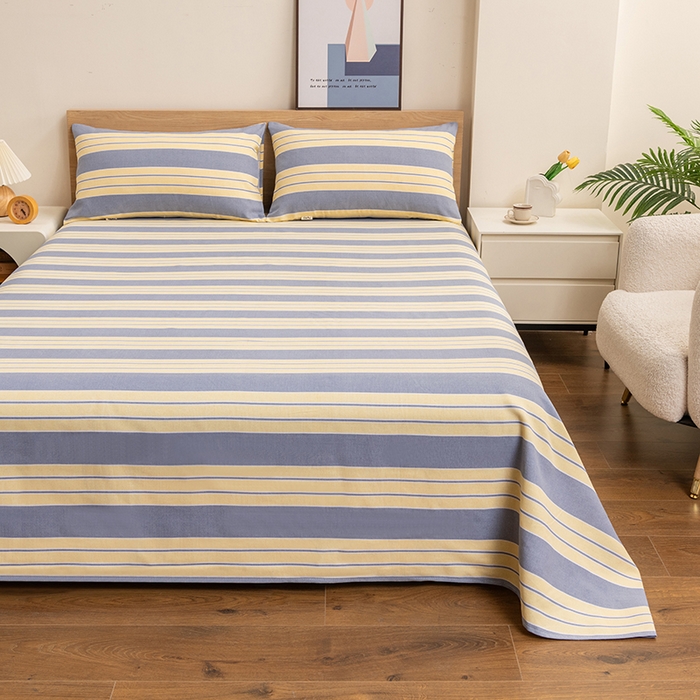 91家纺网 家纺一手货源 找家纺 2025新款老粗布床单老粗布凉席系列-凉席 暖光-黄