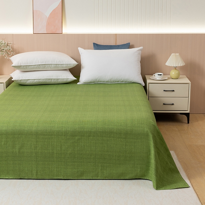 91家纺网 家纺一手货源 找家纺 2025新款老粗布床单老粗布凉席三件套系列-床单 嫩绿
