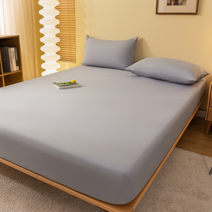 91家纺网 家纺一手货源 找家纺 梵克保罗 2025新款简约纯色亲肤磨毛床笠 浅灰