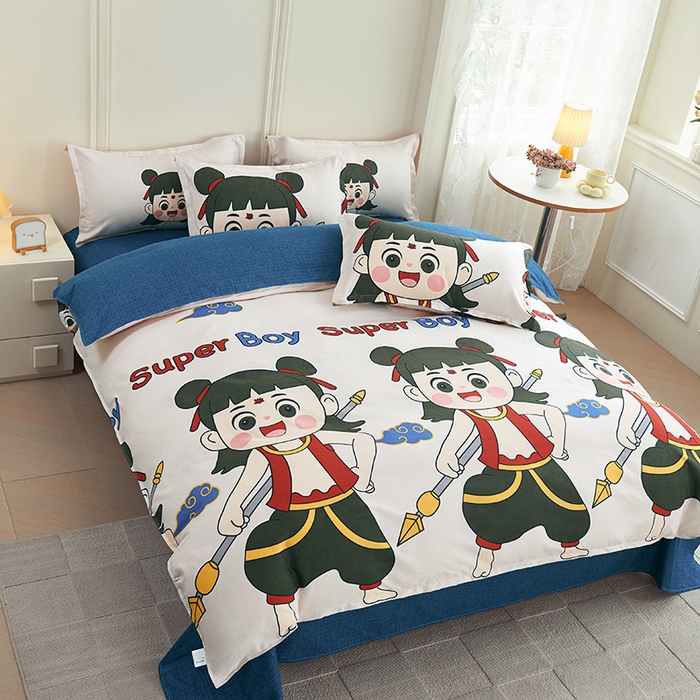 91家纺网 家纺一手货源 找家纺 爱诗诺2025加厚生态棉磨毛四件套高克重植物羊绒四件套大量现货少年英雄