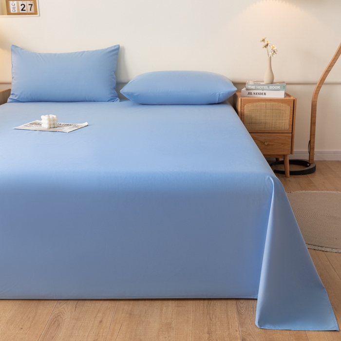 91家纺网 家纺一手货源 找家纺 梵克保罗 2025新款亲肤舒适防水纯色床单 C-天蓝
