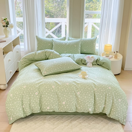 91家纺网 家纺一手货源 找家纺 念家居 2025新款直播爆款三件套印花小清新13070全棉四件套 春野