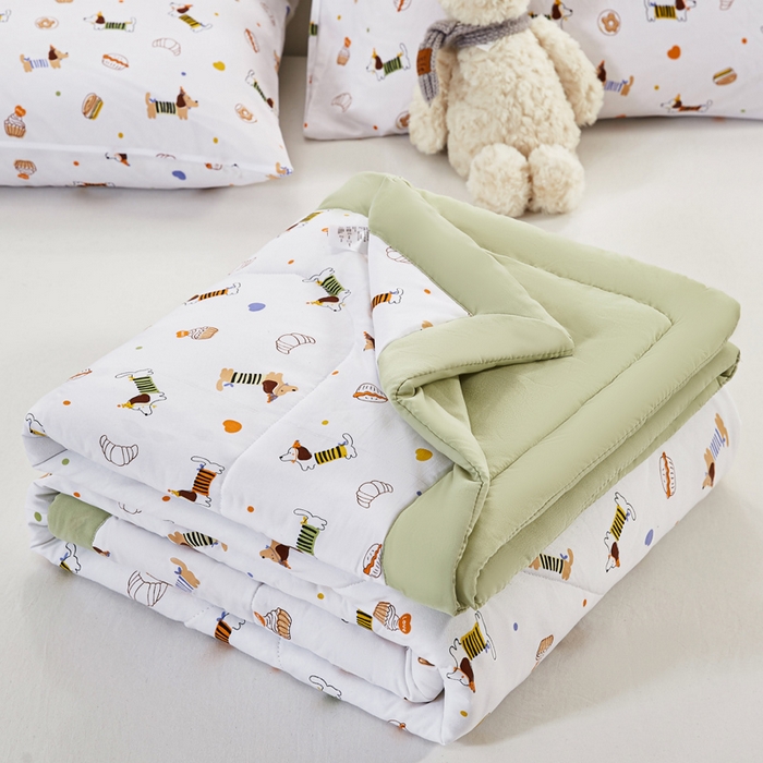 91家纺网 家纺一手货源 找家纺 穆琪 2025年新款小清新手包边夏凉被水洗棉印花夏被 汪汪队