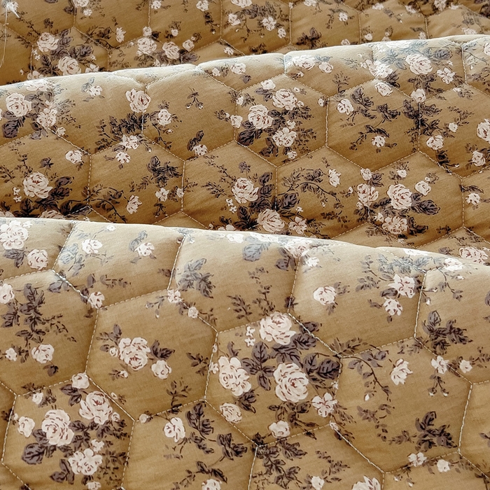 91家纺网 家纺一手货源 找家纺 2025新款全棉夹棉床裙 茶野