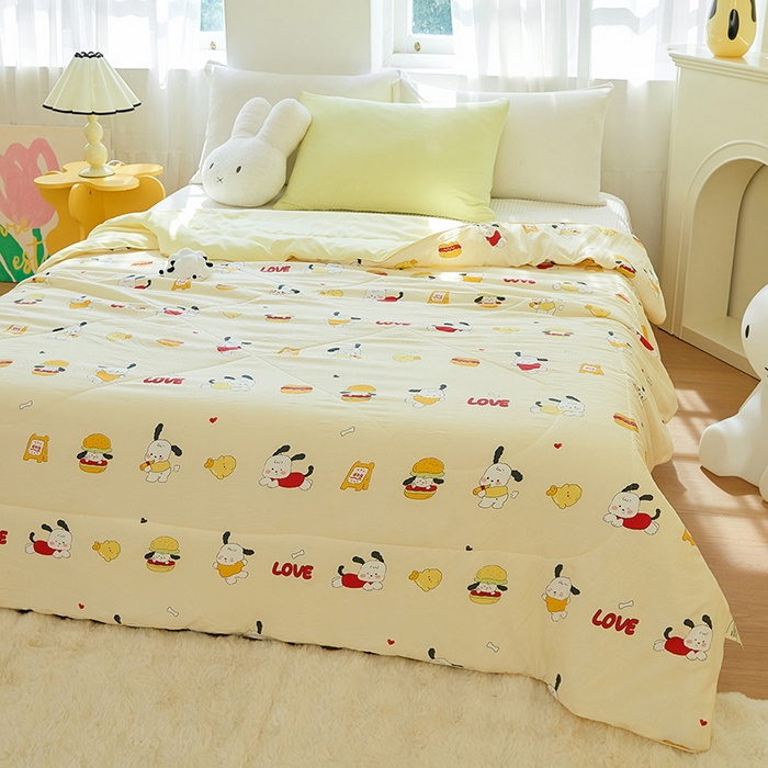 91家纺网 家纺一手货源 找家纺 梦恬佳 2025新款A类水洗皱皱棉夏凉被 汉堡小狗