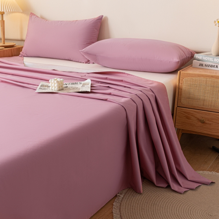 91家纺网 家纺一手货源 找家纺 梵克保罗 2025新款亲肤舒适防水纯色床单 C-豆沙