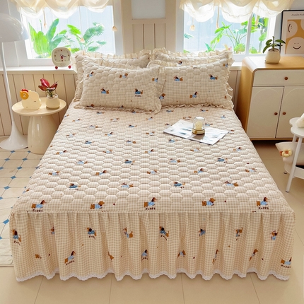 91家纺网 家纺一手货源 找家纺 （总）2025新款全棉夹棉床裙全棉床裙