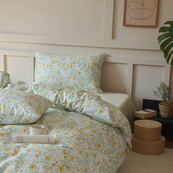 91家纺网 家纺一手货源 找家纺 棉眠 2025新款春夏花间牧歌田园系列四件套 花间牧歌