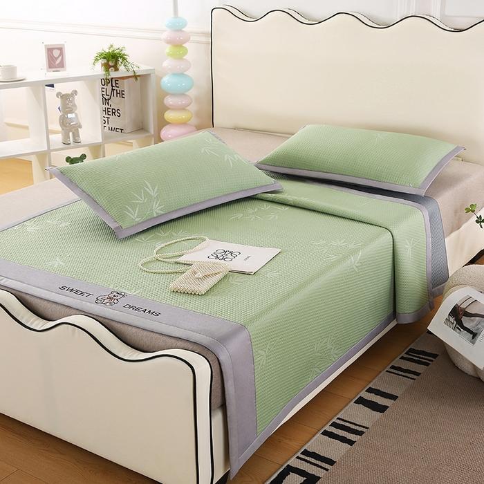 91家纺网 家纺一手货源 找家纺 四川牛皮席 2025新款凉感丝凉豆豆席三件套 2