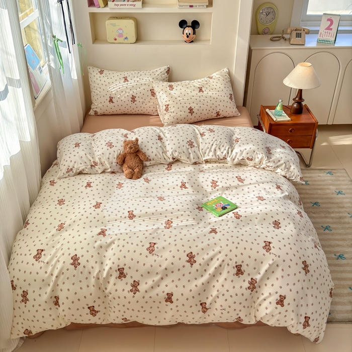 91家纺网 家纺一手货源 找家纺 冕悠家纺 2025新款热款A类高克重针织双层纱四件套系列 （提供买家秀） 花田熊