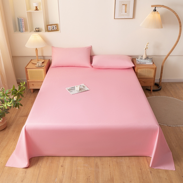 91家纺网 家纺一手货源 找家纺 梵克保罗 2025新款亲肤舒适防水纯色床单 C-淡粉