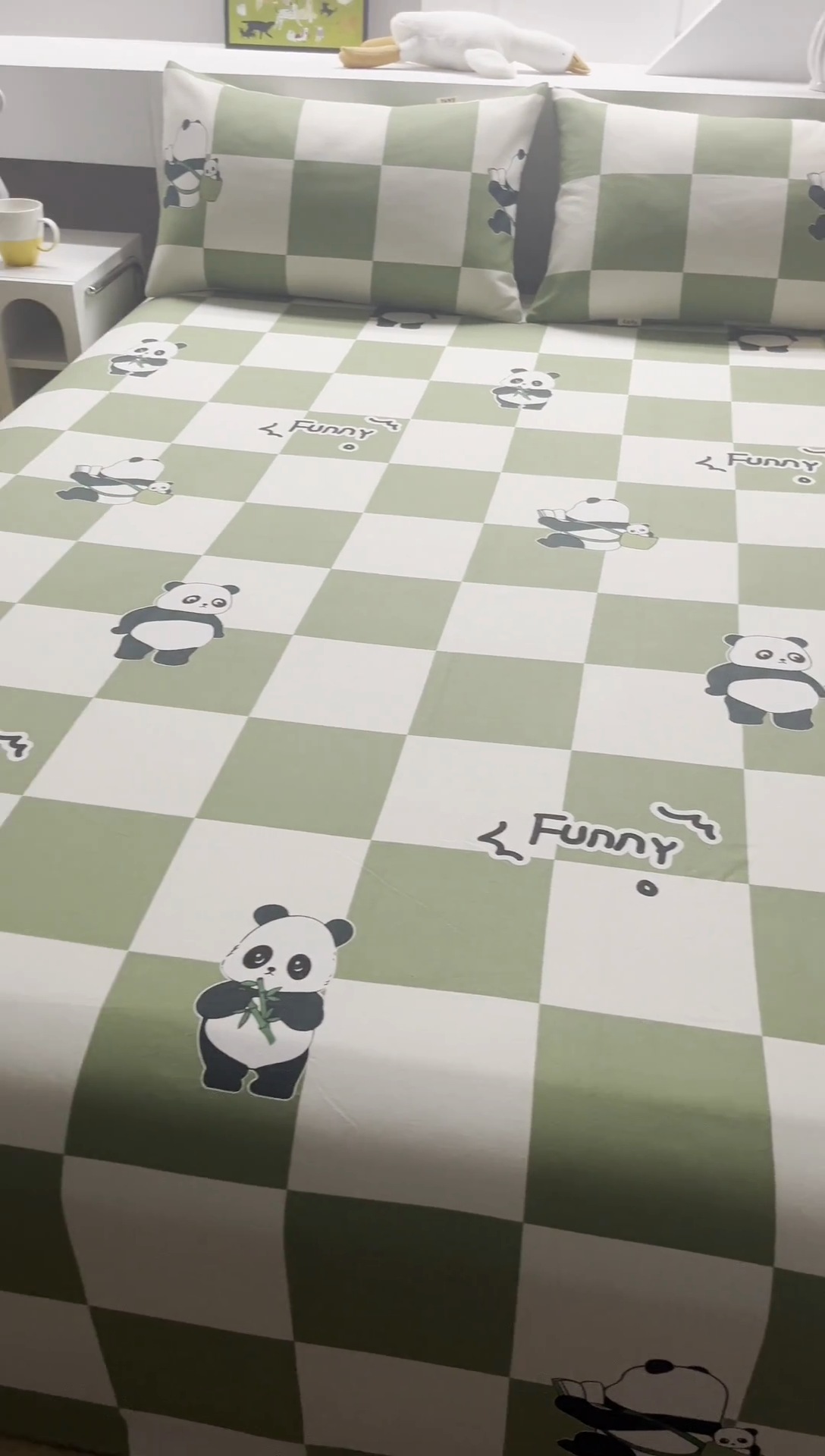 91家纺网 家纺一手货源 找家纺 2025新款老粗布床单老粗布凉席三件套系列-床单 熊猫宝贝