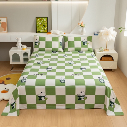 91家纺网 家纺一手货源 找家纺 2025新款老粗布床单老粗布凉席系列-凉席 熊猫宝贝