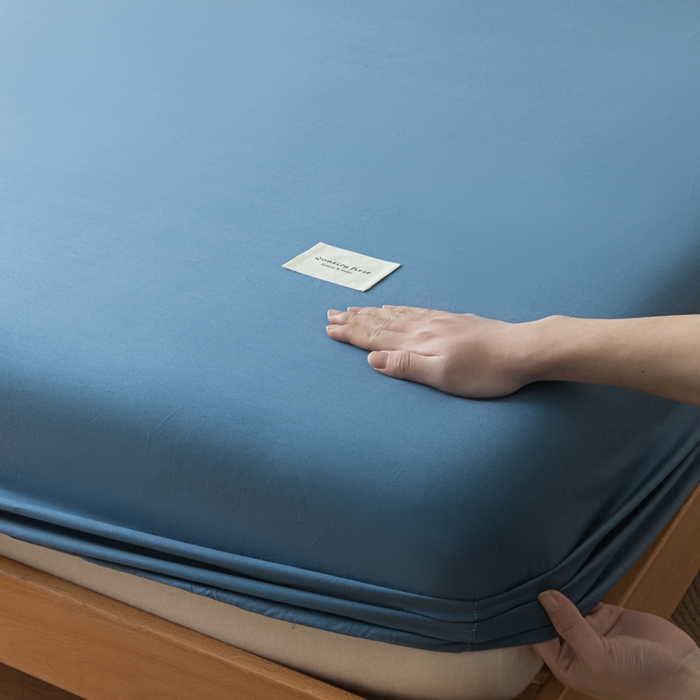 91家纺网 家纺一手货源 找家纺 梵克保罗 2025新款亲肤舒适全棉13372喷气床笠 运动蓝