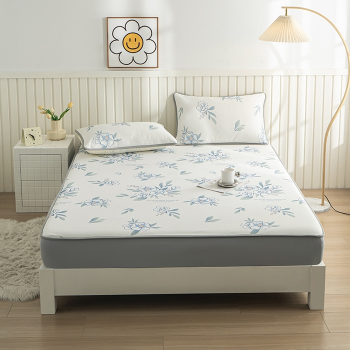 91家纺网 家纺一手货源 找家纺 卢赛尔 2025新款凉感丝提花凉席床笠款 清雅