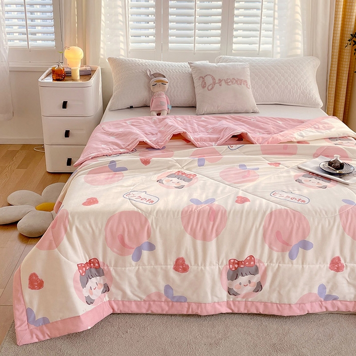 91家纺网 家纺一手货源 找家纺 （自己工厂 有网销大热款 网销帮推可合作优惠）2025新款全棉夏被空调被夏凉被纯棉夏季儿童棉花薄被子 白桃公主