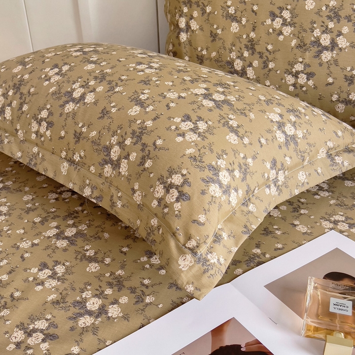 91家纺网 家纺一手货源 找家纺 2025新款全棉花边款床单 茶野