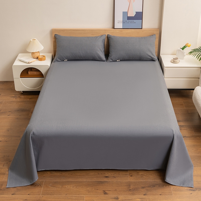 91家纺网 家纺一手货源 找家纺 2025新款老粗布床单老粗布凉席三件套系列-床单 深灰