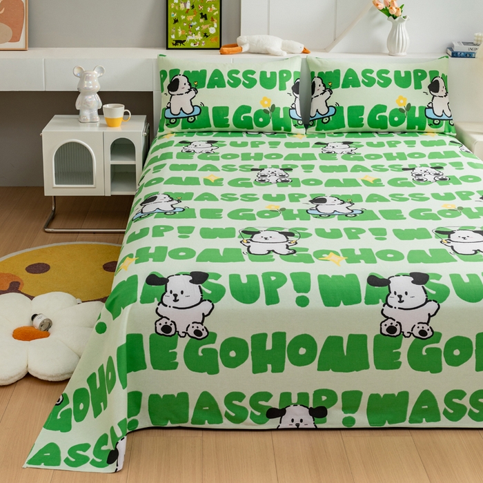 91家纺网 家纺一手货源 找家纺 2025新款老粗布床单老粗布凉席系列-凉席 滑板狗