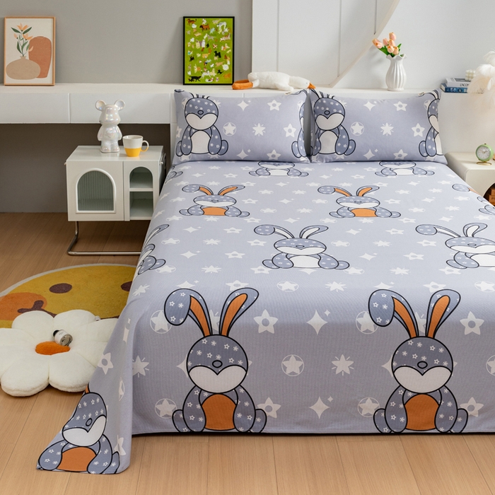 91家纺网 家纺一手货源 找家纺 2025新款老粗布床单老粗布凉席系列-凉席 朵朵兔