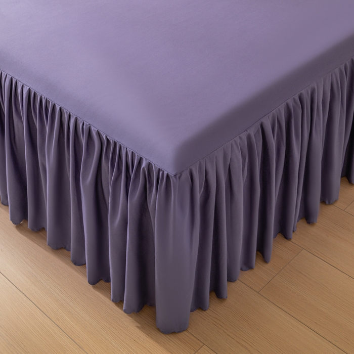 91家纺网 家纺一手货源 找家纺 梵克保罗 2025新款亲肤磨毛舒适柔软纯色Q系列床裙 Q-莫奈紫