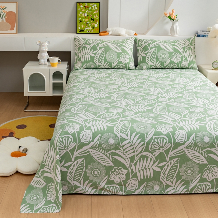 91家纺网 家纺一手货源 找家纺 2025新款老粗布床单老粗布凉席系列-凉席 绿意盎然