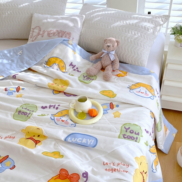 91家纺网 家纺一手货源 找家纺 （自己工厂 有网销大热款 网销帮推可合作优惠）2025新款全棉夏被空调被夏凉被纯棉夏季儿童棉花薄被子 可爱甜心