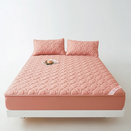 伊人坊 2025新款全棉纯棉大豆夹棉床护垫-皇冠系列（不防水款） 皇冠-豆沙粉