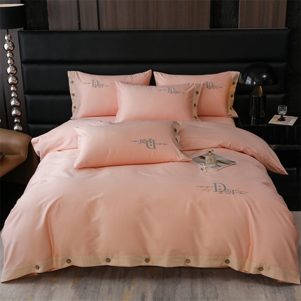 91家纺网 家纺一手货源 找家纺 （总）暖洋 2025新款100支长绒棉绣花纽扣款四件套长绒棉四件套全棉四件套【礼盒包装】