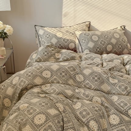 2025全棉双层纱贝壳边四件套 南岛日记