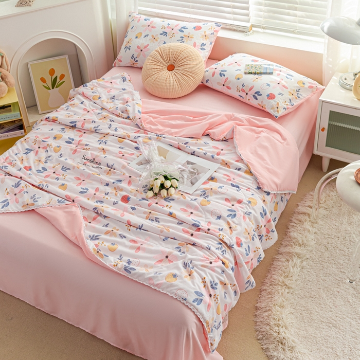 91家纺网 家纺一手货源 找家纺 穆琪 2025新款小花边印花夏被小清新夏凉被 浅夏时光