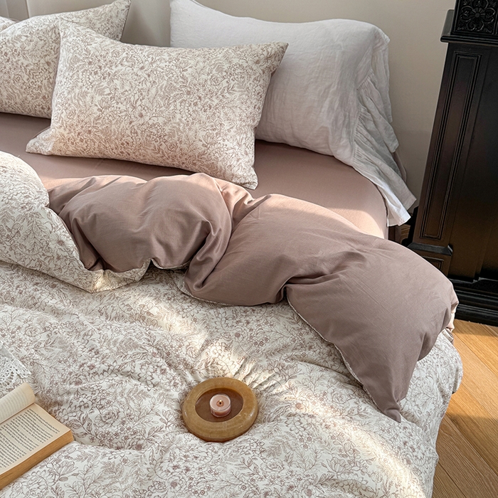 91家纺网 家纺一手货源 找家纺 时年家纺 2025新款全棉有氧双层纱四件套-碎花系列 月满西楼