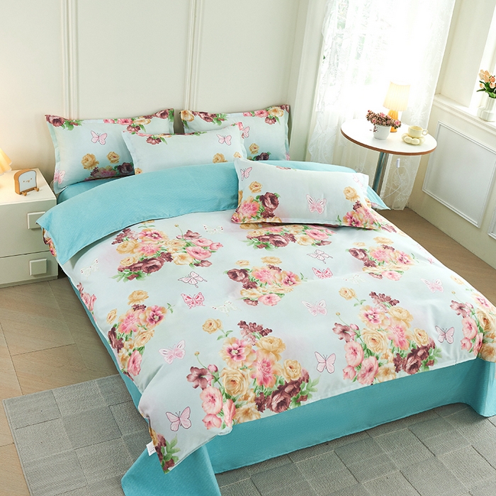 91家纺网 家纺一手货源 找家纺 爱诗诺2025加厚生态棉磨毛四件套高克重植物羊绒四件套大量现货花丛倩影