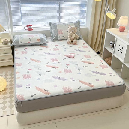 鑫琪莱家纺 2025新款数码印花加密冰藤凉席三件套 床笠款-遇见彩虹