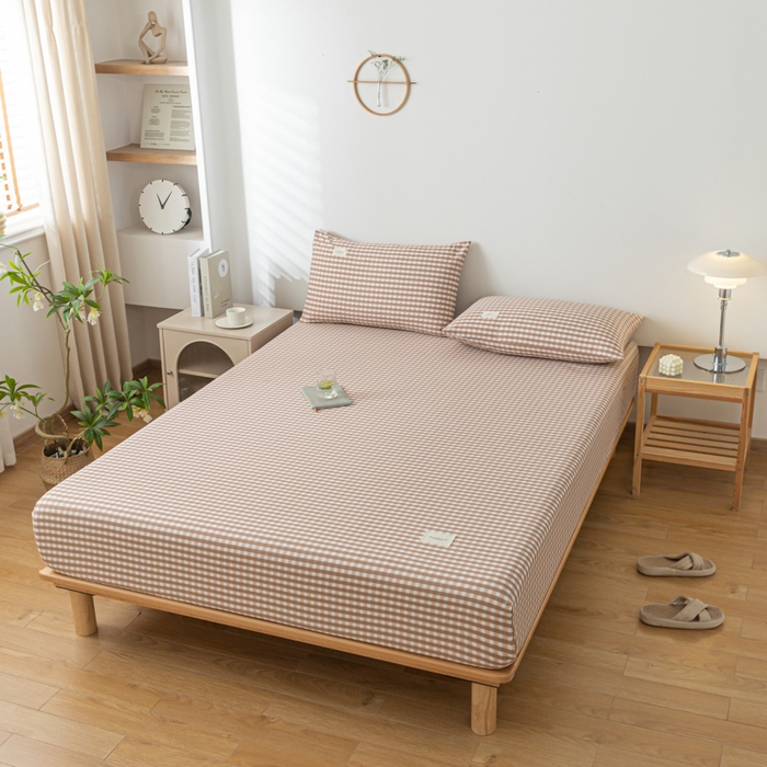 91家纺网 家纺一手货源 找家纺 梵克保罗 2025新款亲肤舒适全棉印花系列床笠 丁香粉格