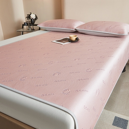 柔品2025新款PE中分子凉感提花凉席系列 草莓果果 粉-床席款