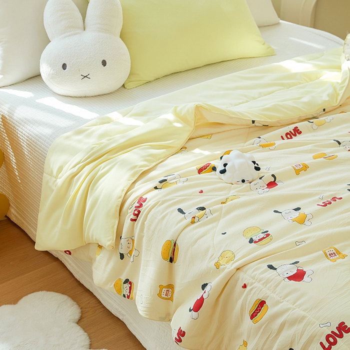 91家纺网 家纺一手货源 找家纺 梦恬佳 2025新款A类水洗皱皱棉夏凉被 汉堡小狗