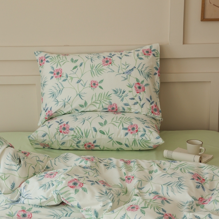 91家纺网 家纺一手货源 找家纺 棉眠 2025新款春夏花间牧歌田园系列四件套 春之晓晓