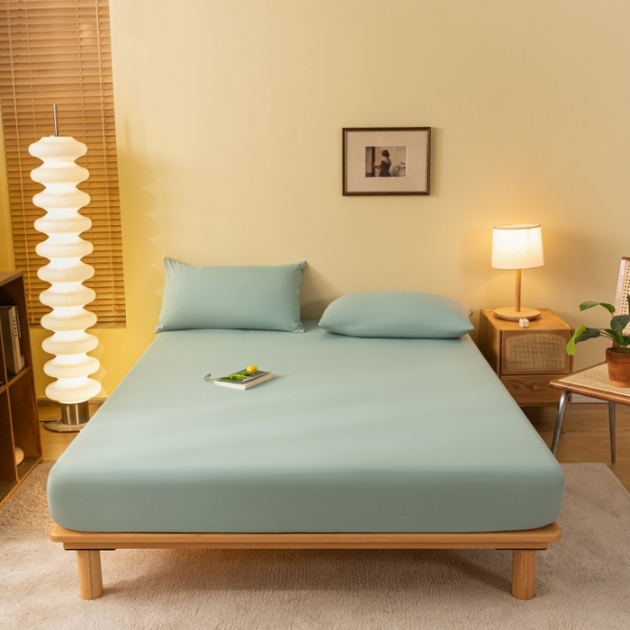 91家纺网 家纺一手货源 找家纺 梵克保罗 2025新款简约纯色亲肤磨毛床笠 墨绿