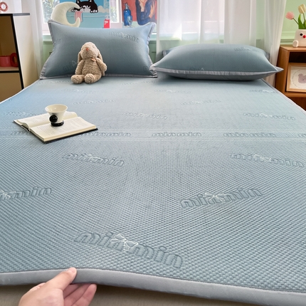 莱米家纺 2025新款冰感凉豆豆凉席 字母蝴蝶结—蓝