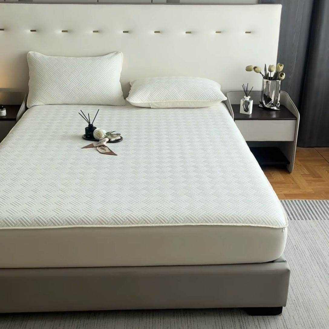 91家纺网 家纺一手货源 找家纺 （总）梵克保罗 2025新款凉感丝床笠凉席三件套--饼干系列