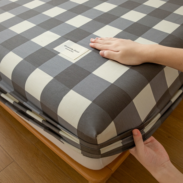 91家纺网 家纺一手货源 找家纺 梵克保罗 2025新款亲肤舒适全棉印花系列床笠 灰格调