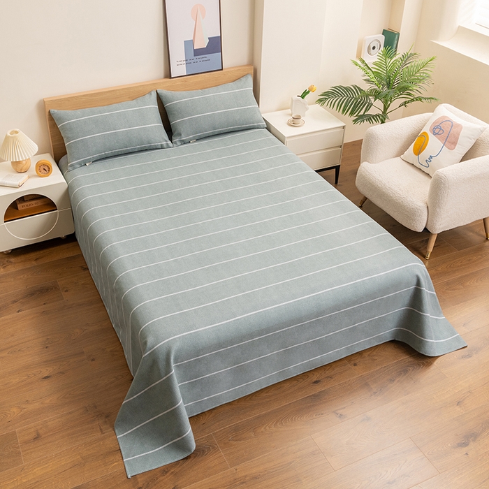 91家纺网 家纺一手货源 找家纺 2025新款老粗布床单老粗布凉席系列-凉席 清雅-灰