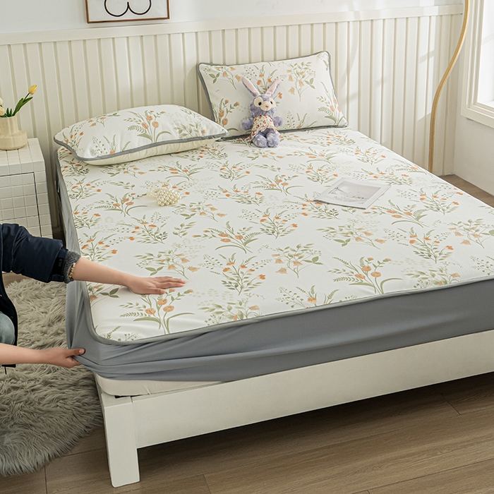 91家纺网 家纺一手货源 找家纺 卢赛尔 2025新款凉感丝提花凉席床笠款 郁金香