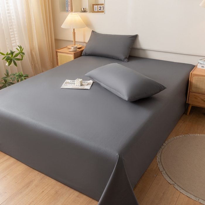 91家纺网 家纺一手货源 找家纺 梵克保罗 2025新款亲肤舒适防水纯色床单 C-深灰